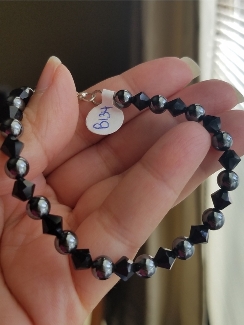 Swarovski Elements Onyx Jet Black Crystal & Hematite Tennis Bracelet NEW